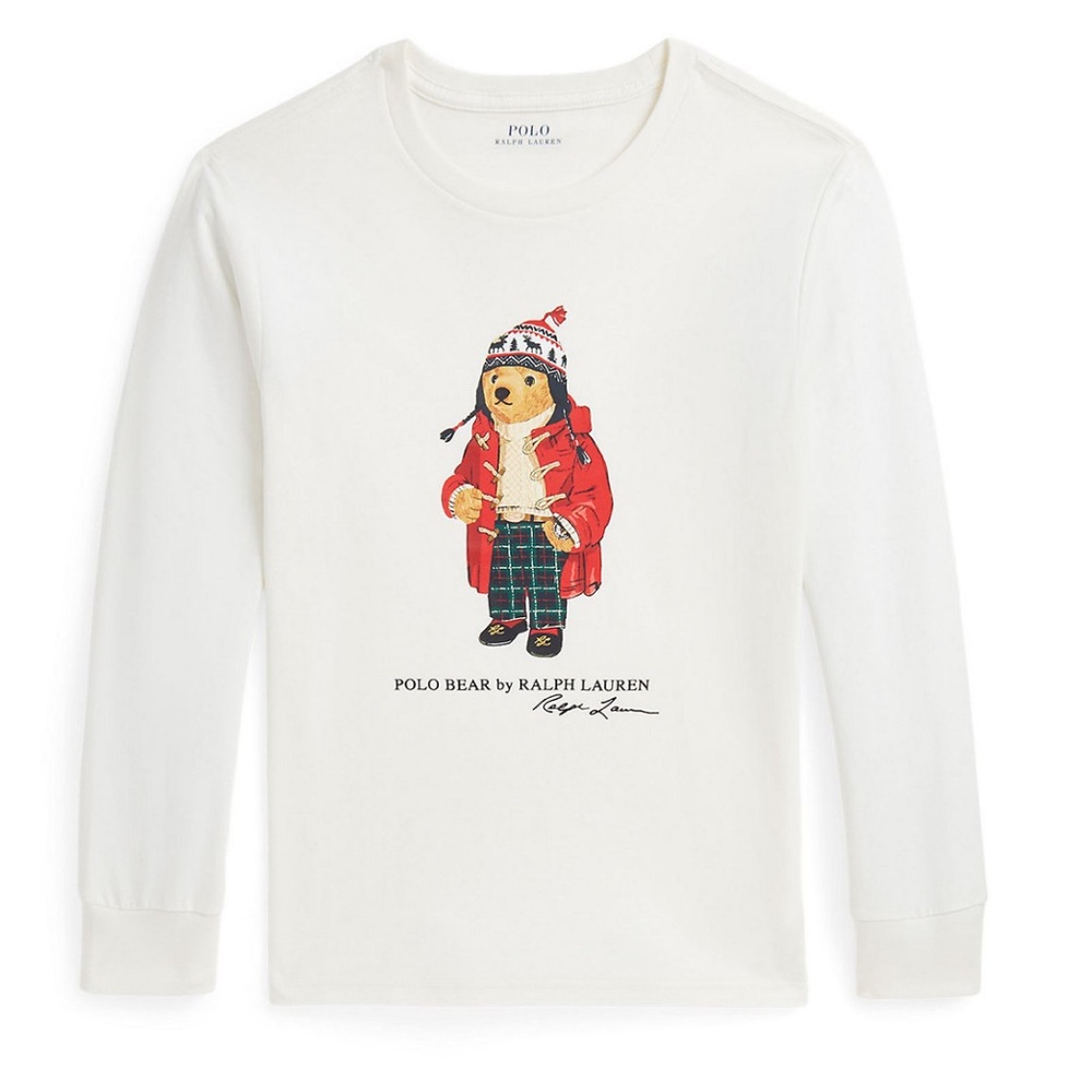 POLO RALPH LAUREN Big Boys Polo Bear Cotton Long Sleeve Tee Size‎ SMALL 8